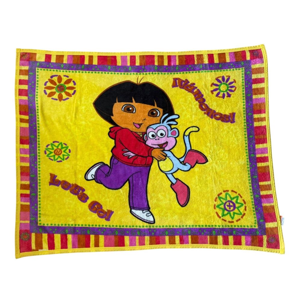 Dora The Explorer Boots Nickelodeon Blanket Fleece Yellow 39"L x 50"W